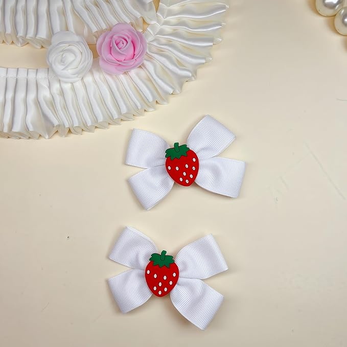 Strawberry Snap Clips Baby Girls Fruit Hair Bow Clips Strawberry Hair Ring Tie BBW24 (Set-I)