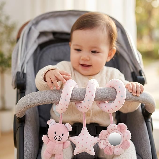 Multi-Use Baby Spiral Activity Toy – Spiral carseat Toy for Car Seat, Stroller,Play Gym, Keeps Baby Quiet, Easy Travel Solution
