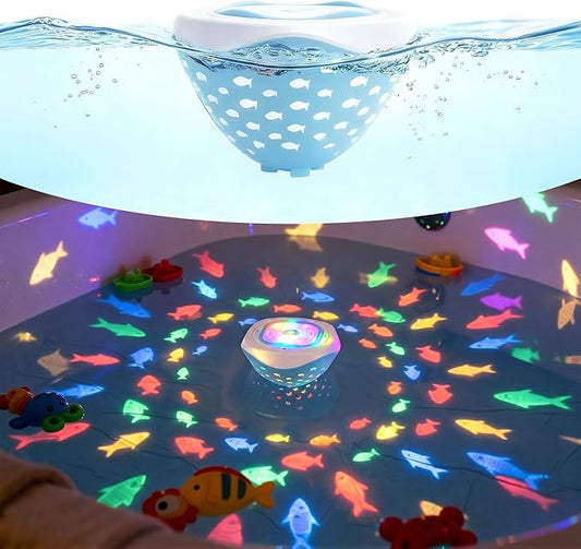 cambk Waterproof Bathtub Light for Kids, Battery Operated Fish Bath Lights for Tub & Bath Time, Color Changing Mood Lighting with Fish World Light Show