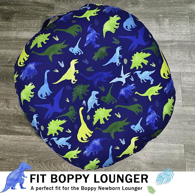 Dinosaur Lounger Cover - Blue, Breathable & Reusable Removable Slipcover for Newborn, Snugly Fit Baby Infant (Boy)