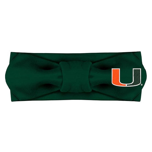 Creative Knitwear Miami Hurricanes Infant Girls Hunter Solid Hair Knot Headband Embroidered Logo - Size Newborn - 4T