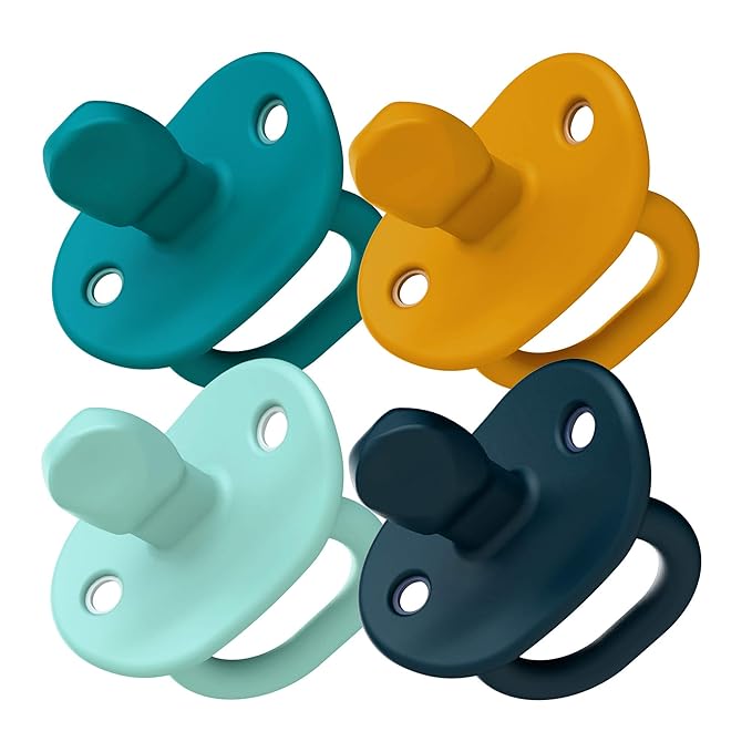 Tomy Jewl Silicone Orthodontic Pacifier - Baby Pacifier with Soothing Gem-Shaped Nipple - Comfortable Baby Pacifiers Support Natural Oral Muscular Development - Blue - 4 Count - 3-6 Months