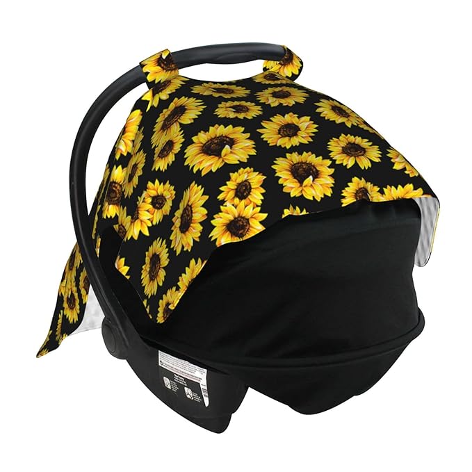 Sunflower Baby Car Seat Canopy Cover 39x27.5 Inches Multi Use Nursing Cover for Newborn Car Seat Canopy Mom Nursing Breastfeeding Covers Newborn Shower Gifts