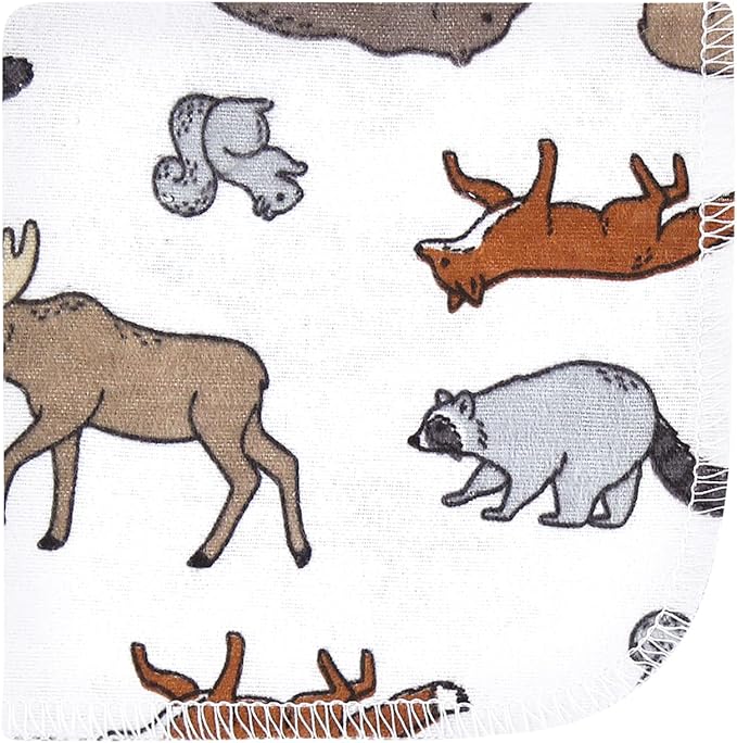 Hudson Baby Unisex Baby Flannel Cotton Washcloths, Animal Adventure 10 Pack, One Size