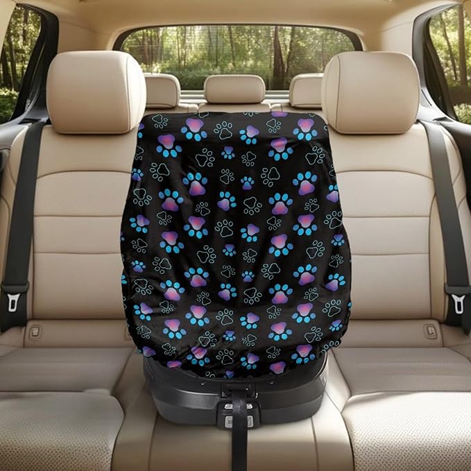 XYZCANDO Dog Paw Print Car Seat Protector for Child Car Seat Cartoon Baby Car Seat Shade Cover Breathable Car Seat Sun Cover for Baby Easy to Install Baby Car Seat Cover Gift for Family