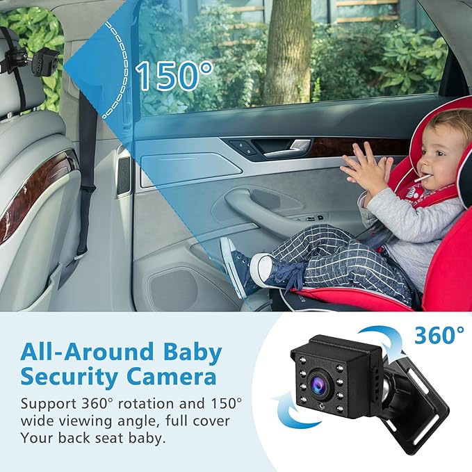 Accmor Baby Car Mirror for Back Seat Rear Facing, Night Vision Function Safety Car Seat Camera Monitored Mirror