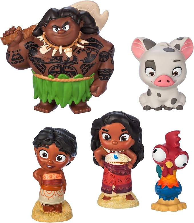 Disney Store Official Moana 2 Bath Toys Set - Includes 5 Detailed Toys with a Straining Storage Bucket - Bath Time Fun & Water Play Set for Kids