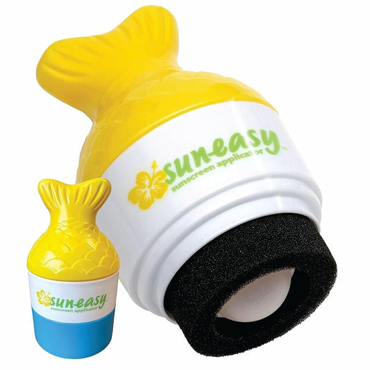 Sun-Easy Sunscreen Applicator, Refillable Roll-On with Sponge for Kids and Babies, Fun, Fast and Mess-Free application, Holds 80 ml, Fish/Blue Cap