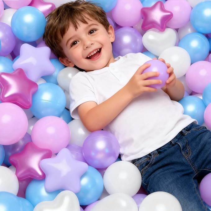 GOGOSO Ball Pit Balls,Plastics Balls for Ball Pit, Stars Hearts Shape for PastelBall for Toddlers Kids