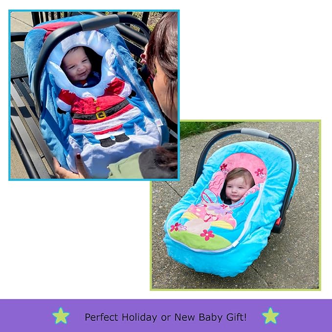 MaterialJill Car Seat Cuties, Baby Carrier Seat Cover for Infant Seat or Stroller, Baby Car Seat Covers, New Baby Gift, Soft Plush Baby Carrier Blanket Cover, Infant Halloween Costume - Frankenstein