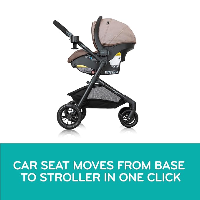 Evenflo Pivot Modular Travel System with LiteMax Preemie and Infant Car Seat (Desert Tan)
