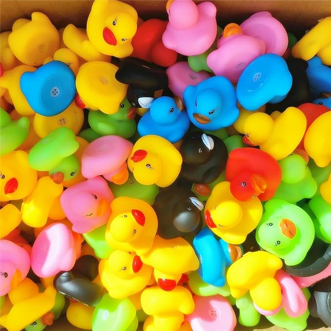 Mini Rubber Duck Set 28-Pieces Float & Squeak Mini Rubber Duck Baby Bath Ducky Sound ShowerToys for Kids Celebrate The Joy of The Children(1.6"x 1.5" x 1.2")