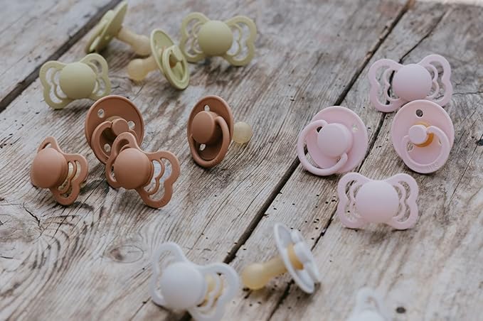 BIBS Supreme Baby Pacifiers | BPA-Free Silicone Pacifier | Made in Denmark | Set of 2 Soothers Blossom/Dusky Lilac, 0-6 Months