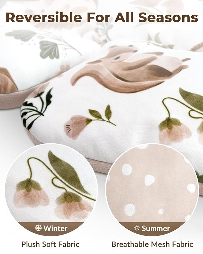 Infant Insert Compatible with 4moms Mamaroo Swing and Infant Carseat, Including 3 Replacement Balls, Reversible Newborn Insert for Baby Swing, Stroller, Bouncer, Soft Fabric - Leaf