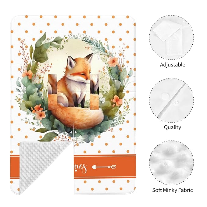 Personalized Winter Carseat Cover for Baby Custom Name Car Seat Canopy for Newborn Baby Boys Girls 2 in 1 Mom Nursing Breastfeeding Covers Fox Minky Baby Carrier Stroller Covers