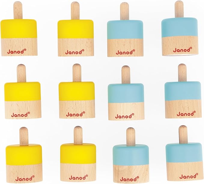 Janod Sensory Game Memo - 12 Sound Blocks with 6 Sounds to Be Combined in Pairs - Develops Hearing and Hearing Memory - Awaken Senses - Wooden Toy - from 3 Years - J05309, J05309, Multi-Coloured