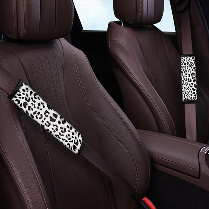 Seat Belt Cover Pad 2 Pack Seatbelt Covers Compatible with Most Car Auto Seat Belt Cover Seatbelt Shoulder Leopard Print Car Accessories Neck Protector Carseat Straps Covers