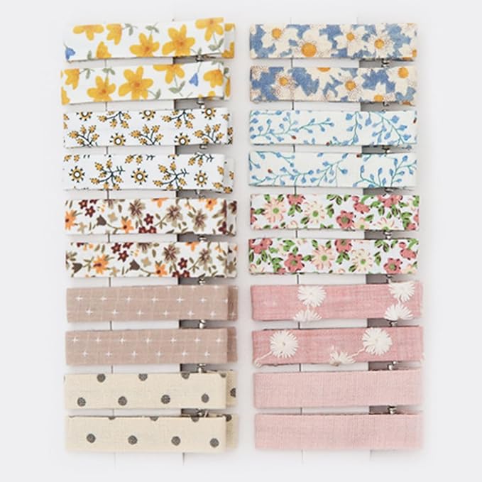 20 Pcs Baby Hair Clips, Non-Slip Fully Lined Soft Hair Barrettes for Girls & Toddlers, Handmade Infant Hair Accessories (10 Styles Toddler Hair Clips)