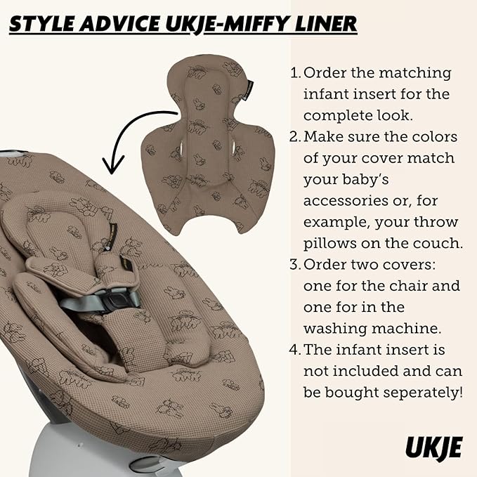 UKJE Protective Swing Cover Compatible with 4moms or MamaRoo 5, Multi-Motion Baby Swing, Baby Swing Liners, Baby Rocker Cover, Easy to Install, Easy to Wash, Handmade in Europe - Miffy