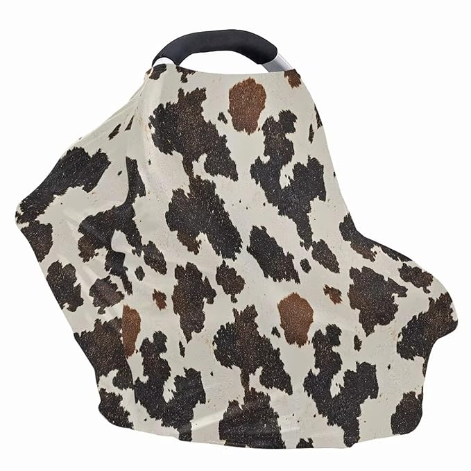 Cow Print Car Seat Covers Canopy Cover - Multi-use Cover Carseat Canopy, Breathable Breastfeeding Cover, Easy to Install Car Seat Covers for Bbies