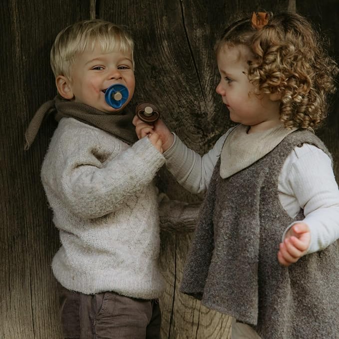 FRIGG Little Viking SilkySoft Silicone Baby Pacifier 2-Pack | Made in Denmark | BPA-Free (Cocoa/Olive, 6-18 Months)