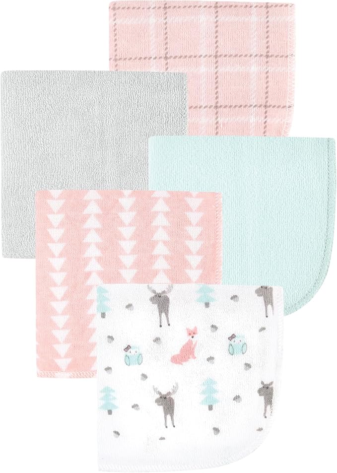 Hudson Baby Unisex Baby Animal Hooded Towel 3pk and 15 Washcloths, Girl Woodland, One Size