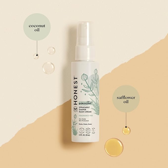 The Honest Company Diaper Rash Cream Spray + Soothing Baby Bottom Wash Bundle | Hypoallergenic, Naturally Derived, Non-Irritating, Cruelty Free | 2 fl oz, 5 fl oz