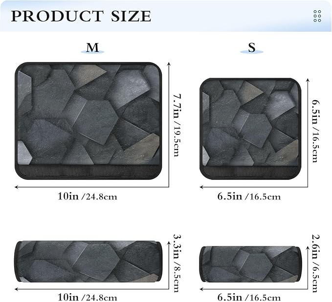 2 Pack Seatbelt Covers Seat Belt Cover Pad for Adults Boys Girls Car Seat Strap Covers Pads Cushion Universal Shoulder Strap Pad Protector for Backpack Camera Bag 6.5 Inch Dark Gray and Black Polygons