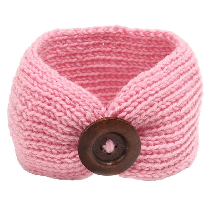 QandSweet Baby Turban Head Wrap Headbands Girl Knitting Button Hairbands