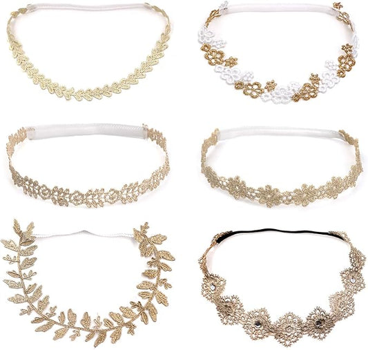 Zapire 6pcs Lace Floral Headbands for Baby Girl Elastic Flower Bows Hair Bands Beautiful Kid Girl Hairbands Hair Accessories