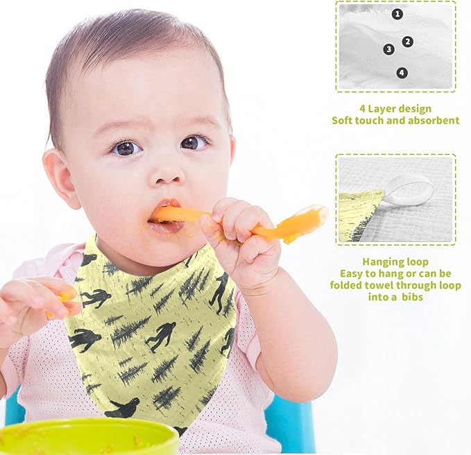 Newborn Face Towel Bigfoot Soft Cotton Baby Washcloths 11.8 x 11.8 Inch Infants Girls Boys Muslin Burp Cloths 5 Pack