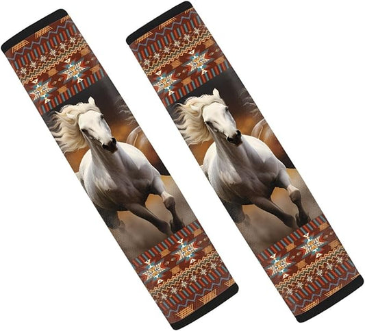 UNICEU Horse Aztec Geometric Print Car Seat Belt Cover for Adults, Kids, Car Safety Seatbelt Cushion Pads for Trucks SUV, Car Accessories, Shoulder Pad Seatbelt Pads