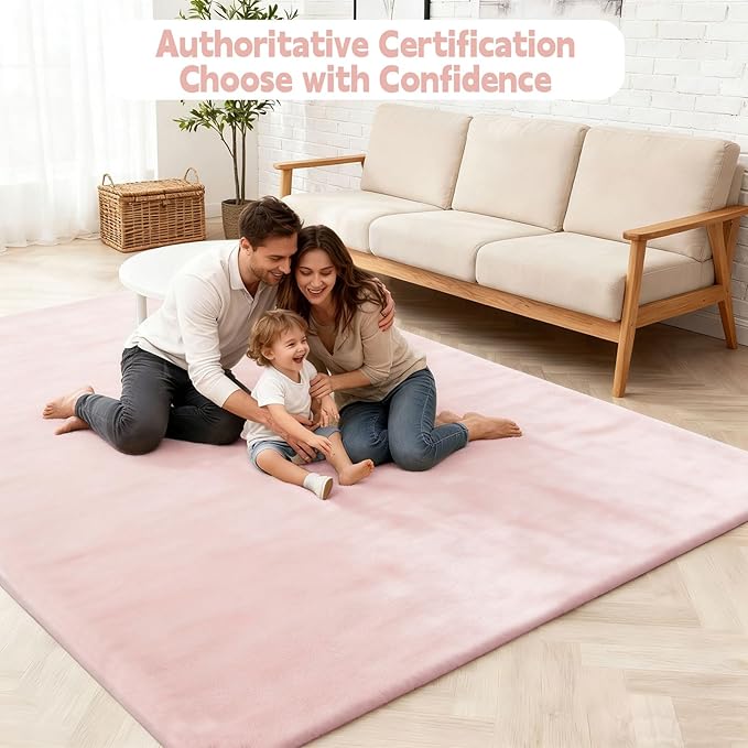 Velvet Baby Play Mat for Floor, 1.3" Thick Elasti-Foam 47"×47" Playpen Mat with Removable & Washable Velvet Cover for Toddler, Infant,Kids, Non-Slip Crawling Mat for Tummy Time (Pink)