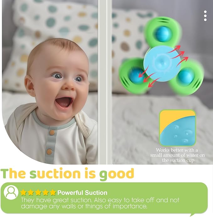 ALASOU 6 PCS Suction Cup Rotating Toys(3 Farm+3 Unicorn) for Infant and Toddlers