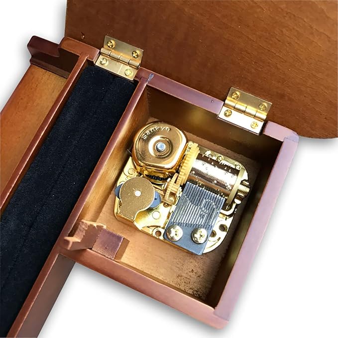 BinkeGG Play (Rock a Bye Baby) Brown Wooden Grand Piano Wind up Music Box with Sankyo Musical Movement (65 Tunes Option)