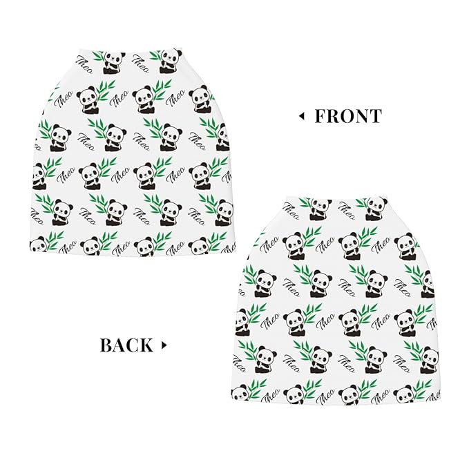Personalized Baby Car Seat Cover for Boys Girls, Custom Panda Nursing Covers for Breastfeeding with Name, Infant Stroller Cover, Baby Carseat Canopy for Newborn, Multiuse Car Seat Canopies