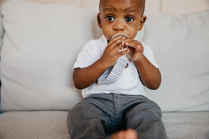 Copper Pearl Pacifier Clip 3-Pack: Premium Knit Binky Clips for Baby Girls and Boys - Stylish Stainless Steel Pacifier Holder Clip - Baby Pacifier Clips for No More Floor Drops - Alta