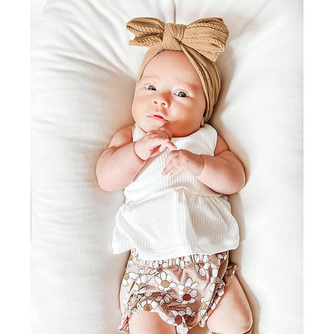 Niceye Handmade Baby Headbands Soft Stretchy Nylon Hair Bands with Bows for Newborn Infant Baby Toddler Girls