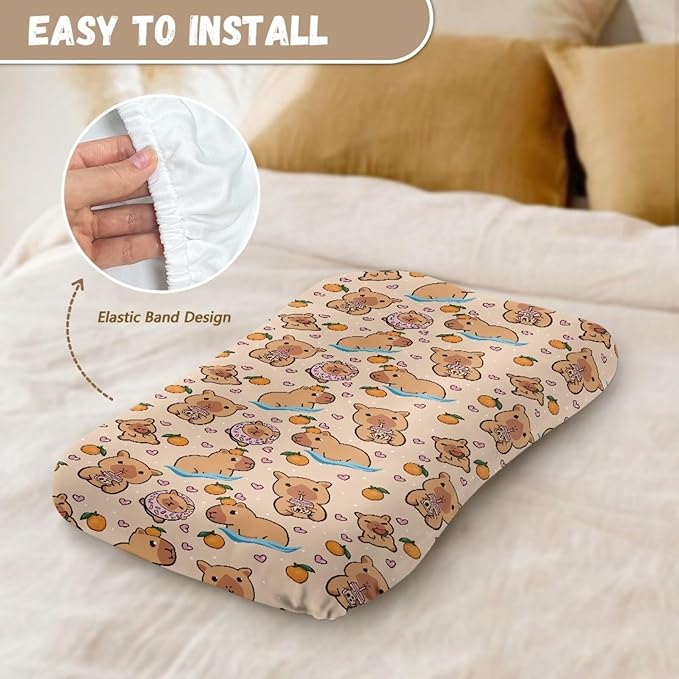 Capybara Baby Lounger Cover for Boys Girls Newborn Lounger Pillow Covers Soft Breathable Infant Nest Slipcover 31.5'' x 21.3'' Fits Most Standard Baby Loungers