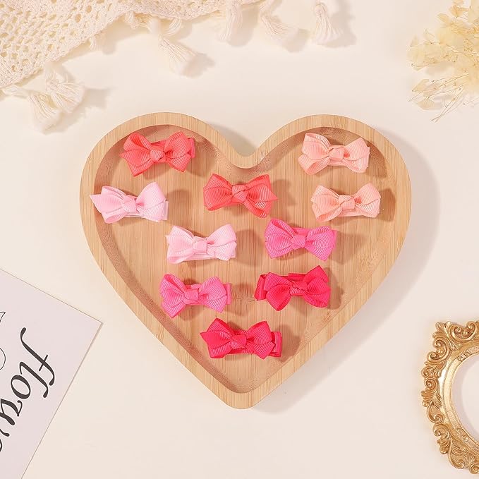 Mini Fully Lined Grosgrain Ribbon Hair Bows Clips for Baby Girls with Fine Hair - 40PCS (20 Color Pairs)