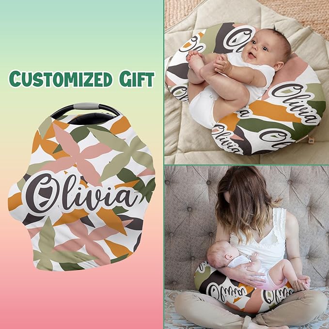 Personalised Car Seat Cover for Babies - Multi-use Carseat Canopy Cover with Name, Car Seat Covers, Christmas Birthday Gifts for Infant Boys and Girls
