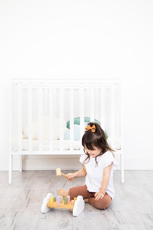 Pearhead Montessori Hammer Bench, Must Have Baby, Toddler Stocking Stuffers, Pounding and Hammering Wooden Toy, Early Developmental Interactive Toddler Toys for Ages 1+ Years
