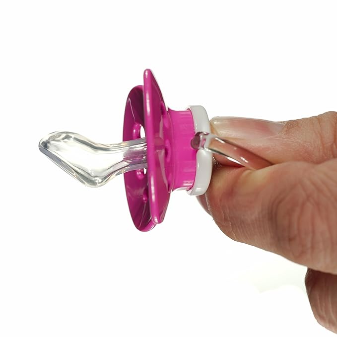 Playtex Baby Binky Orthodontic Pacifier with Snap-On Cover, Air Comfort Shield, Medical Grade Silicone, Up to 6 Months, Pink & Purple (2 Count)