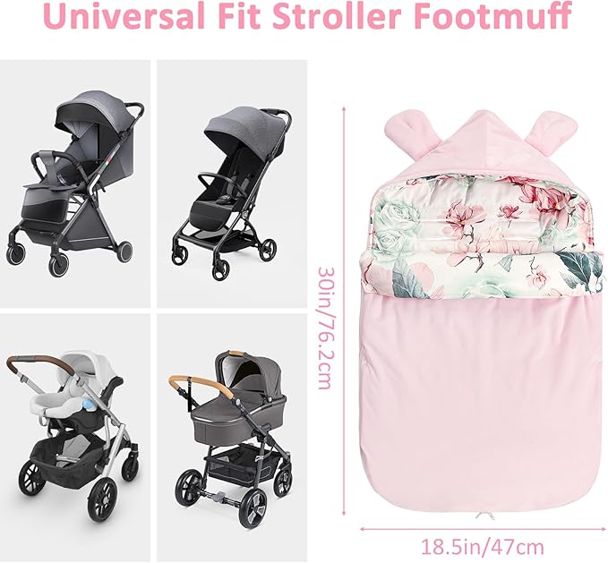 Pea Pod Baby Car Seat Blanket Stroller Footmuff Bunting Bag, Baby Sleeping Bag Fleece Plush Swaddle Blanket for Cold Weather Winter Must Have Outdoor Walking Warmth for Newborn to Infant (Camellia)