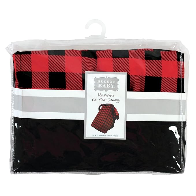 Hudson Baby Unisex Baby Reversible Car Seat and Stroller Canopy, Buffalo Plaid, One Size (Pack of 2)