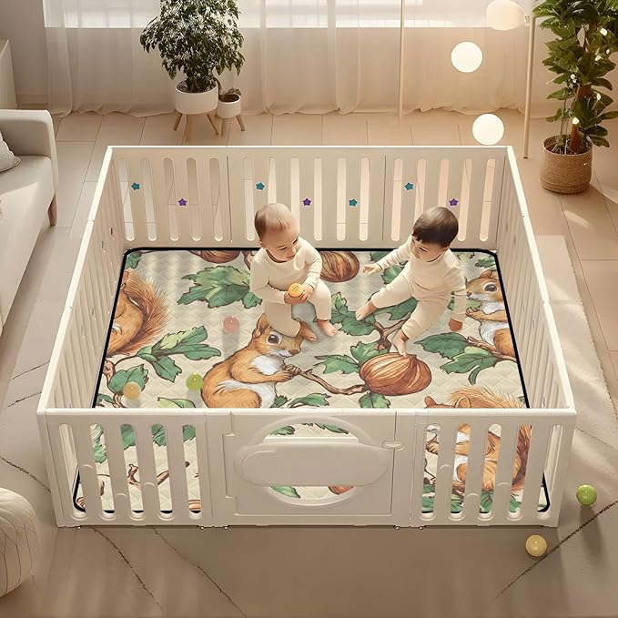 Squirrel Hazelnut Unique Soft Thick mat for Baby to Play on Floor for Floor Portable Foldable Travel Play Mat for Babies Infants Toddlers, 50'' x 50''para juegos de