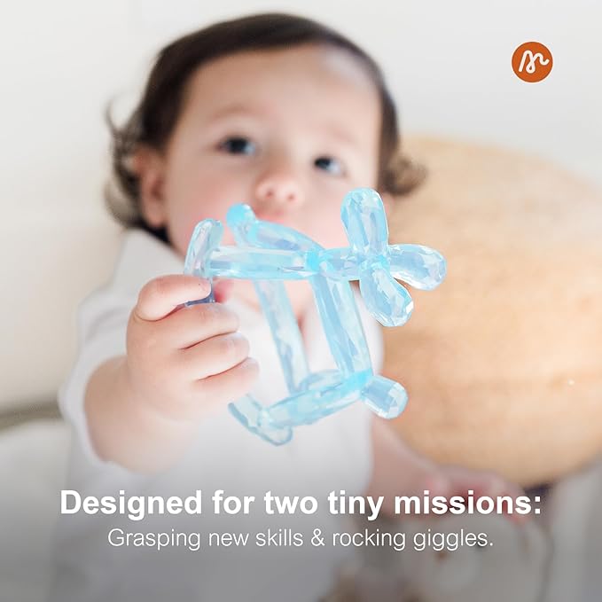 Crystal Jelly Baby Teether – Teething Toys 3-6 Months Food Grade Silicone Teether with Storage Box and Pacifier Clip, Safe for Babies (Amethyt Clip+Box)