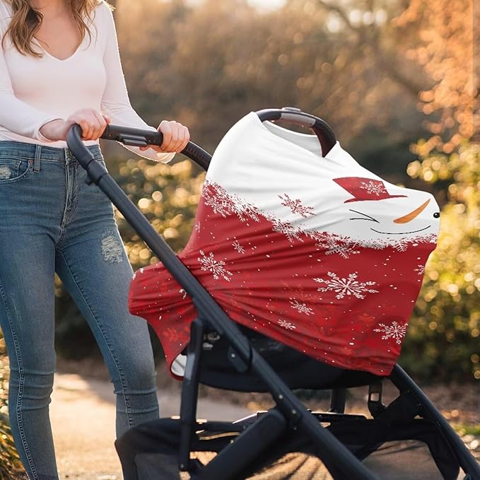 Snowman Nursing Breastfeeding Covers Multipurpose Infant Seat Cover Canopy Christmas Decorations Outdoor,High Chair/Stroller Covers/Stroller