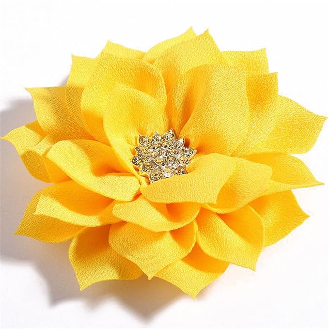 Ivory+Yellow Girl Baby Flower Headbands Rhinestone Flower Princess.(FD83) (Ivory+Yellow)