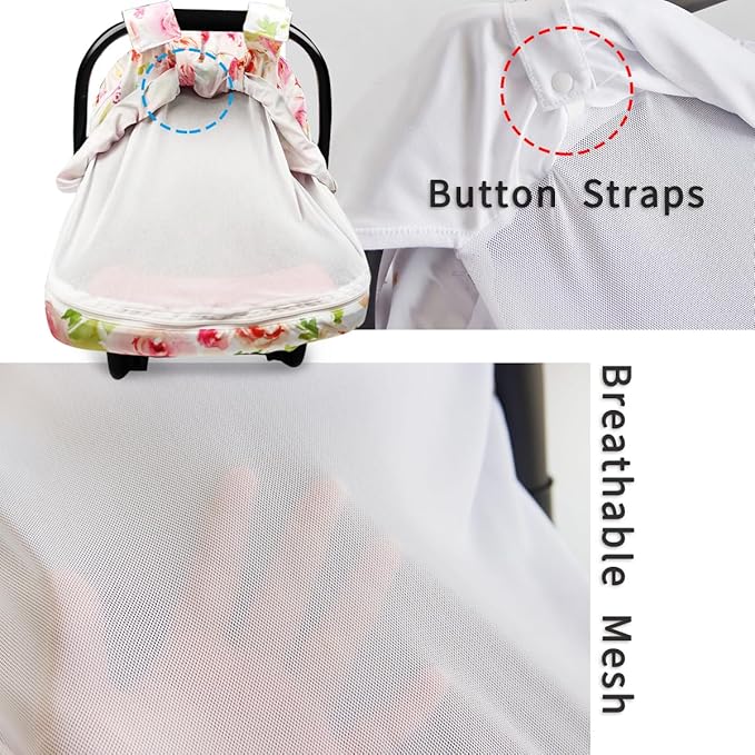 Little Tots Baby Car Seat Canopy Cover, Breathable Sun Shade, Full Privacy for Newborns & Infants, Universal Fit for Boys & Girls